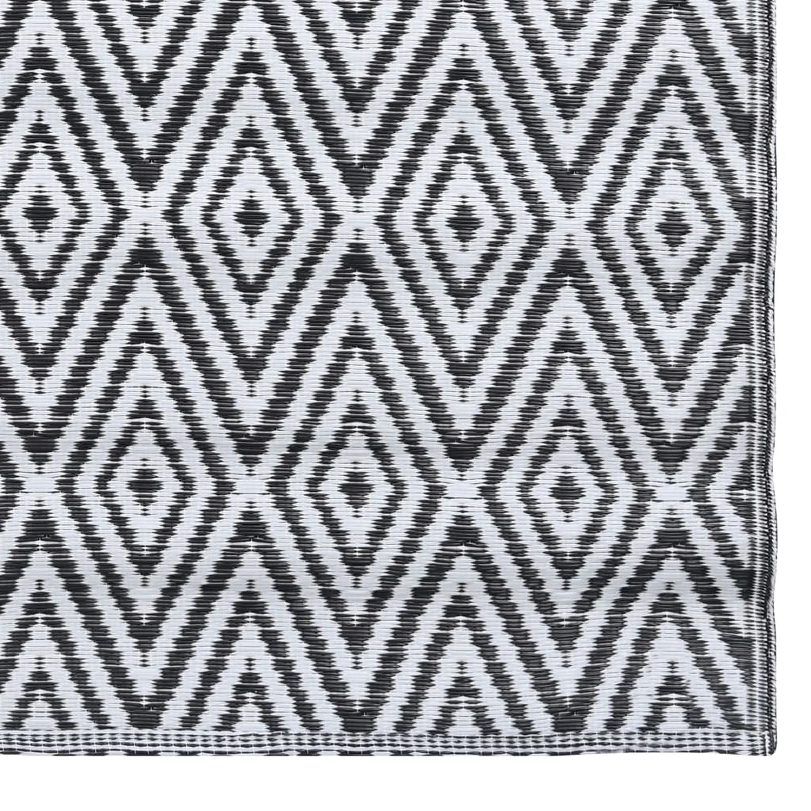 Tidyard Tappeto per Esterno Terrazza Balcone Tappeto Cucina,Resistente alle intemperie e ai Raggi UV,Tappeto per Interni ed Esterni,160 x 230 cm,Colore Bianco e Nero