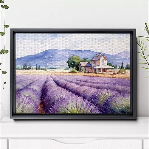 Miniatura 6 de Fields of Lavender, Watercolor Provence Landscape and Lavender Field - Watercolor Painting of Serene Beauty