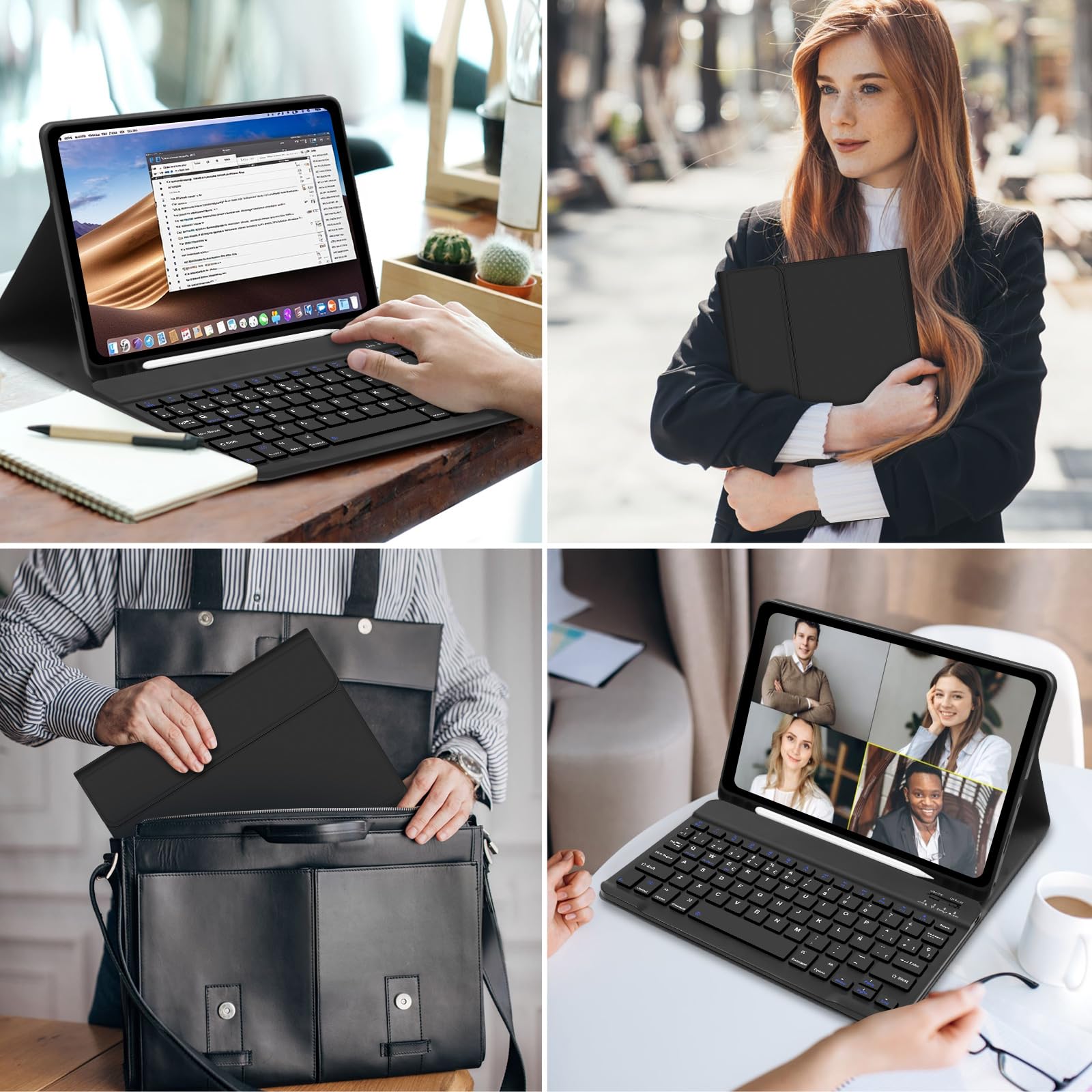 Lielax Funda con Teclado Español Ñ para Samsung Galaxy Tab A9+/A11+ 11 Pulgada, Teclado Bluetooth Magnético Desmontable para Galaxy Tab A11 Plus 2025/A9 Plus 2023, Negro