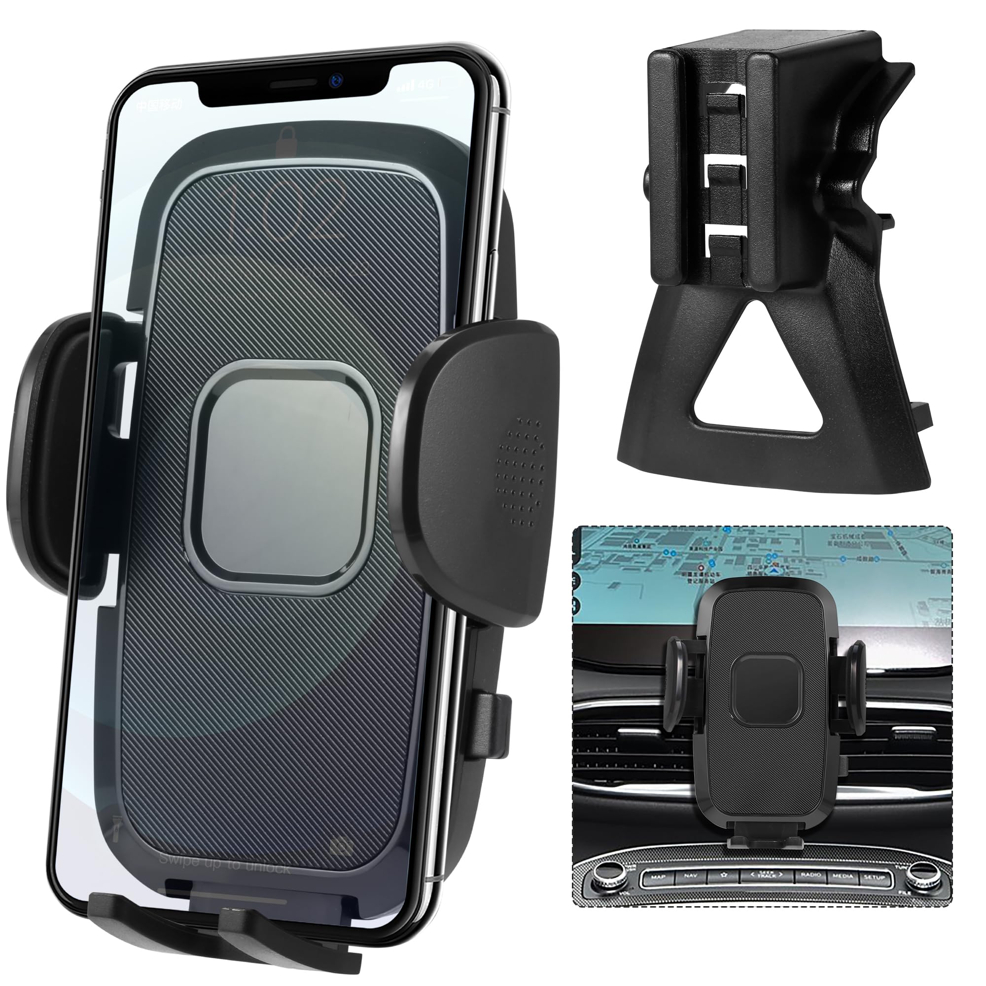 szyuchen Car Cell Phone Holder Mount for Hyundai Santa Fe 2023 2022 2021 2020 2019 Accessories, Dashboard & Air Vent Bracket with Custom Base Compatible for 4.0"-7.0" Cell Phones