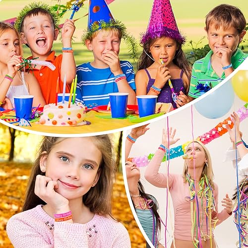 Miniatura 7 de 48 pulseras de goma de cumpleaños, pulseras de silicona de colores para regalo de feliz cumpleaños, pulseras elásticas de silicona para