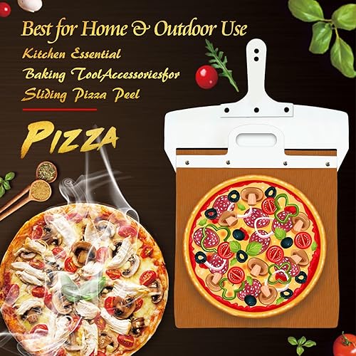 Miniatura 2 de FLLPO Pala de pizza, cáscara de pizza deslizante, deslizador de pizza, pala de pizza deslizante, apto para lavavajillas, para hornos de interiores y