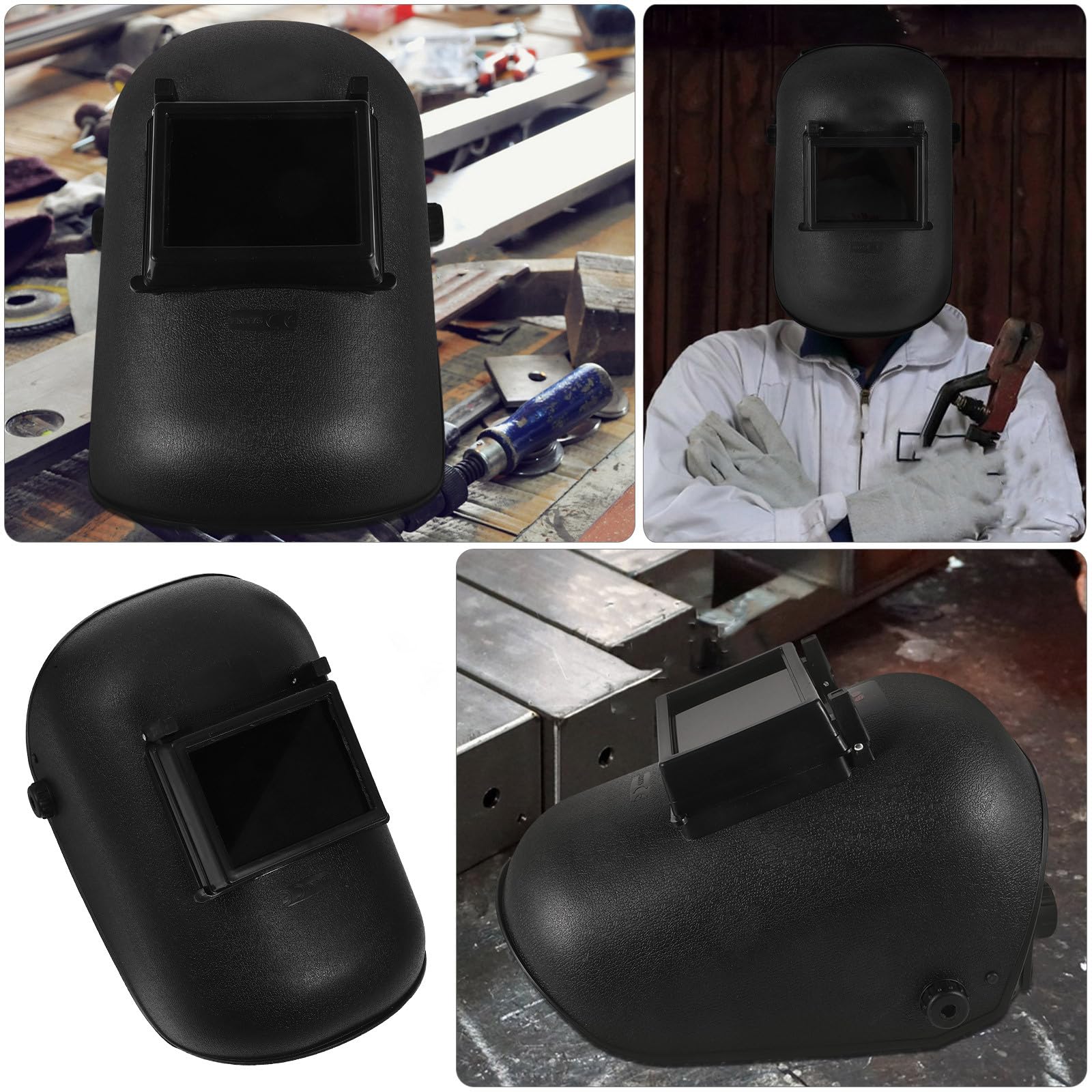 Toddmomy Maschera per Saldatura Leggera in Pp Nera Protezione Occhi e Design a Fascia Regolabile per Lavori di Saldatura e Grindatura Sicura