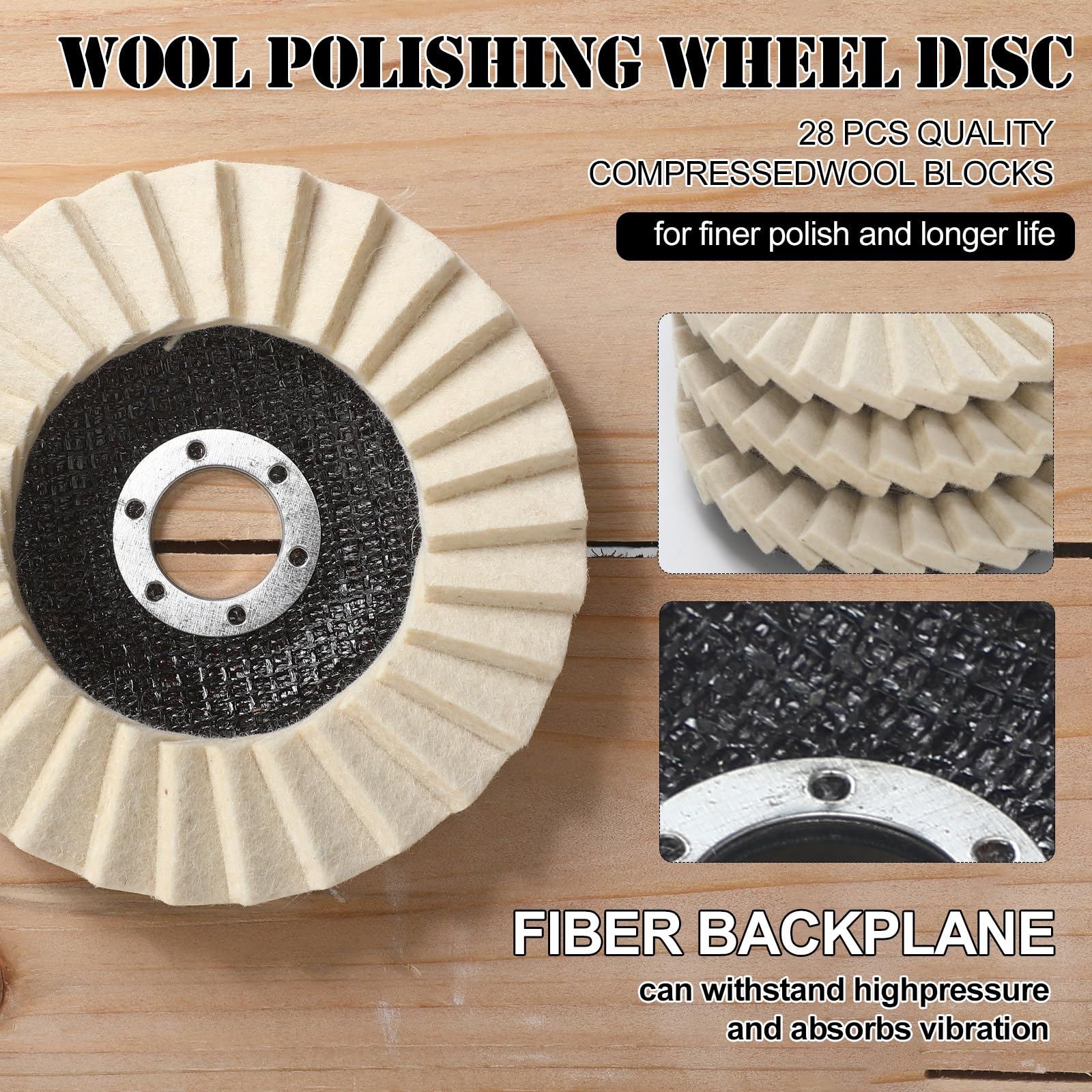 Wool Felt Polishing Wheels - Stainless Steel & Metal -4