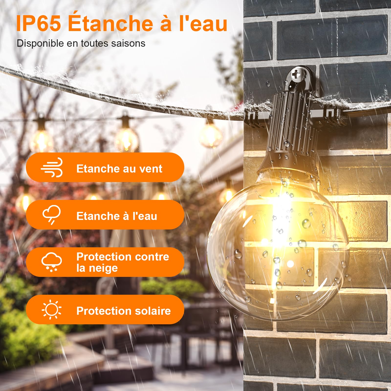 Kawaya 20M Luces Led Exterior Jardin Blanco Cálido Guirnalda Luces Exterior Con 30+2 Bombillas Inastillables Guirnaldas De Luces IP65 Impermeable Luces Terraza Exterior Para Fiesta Patio Balcón