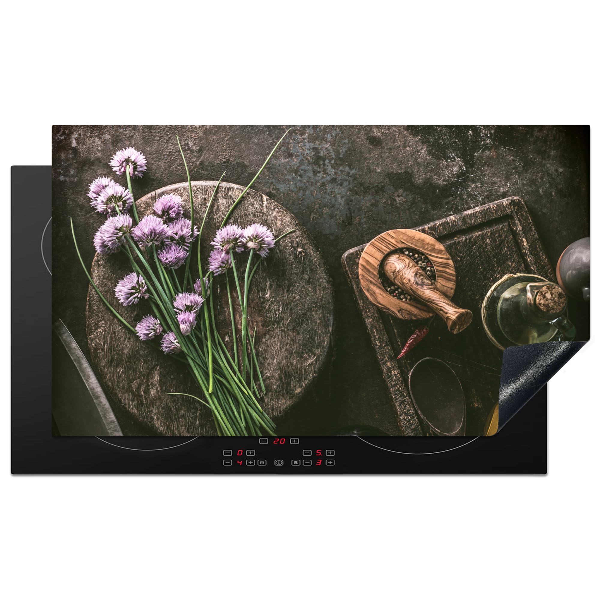 KitchenYeah© Induction Hob Protector Mat 20.3"x35.3" / 89.6x51.6 cm Cooker Top Protectors Cover Ceramic Covers Electric Hobs Vinyl Spices - Industrial - Still Life