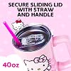 Silver Buffalo Sanrio Hello Kitty Saludando, Vaso Térmico de Acero Inoxidable, 40oz | Pared Doble, Incluye Asa y Popote, Cabe en Portavasos Estándar, Vaso para Agua, Botella, Rosa, 1.18 Litros Acero Inoxidable 5