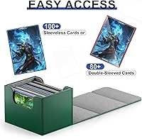 Vista 3 de Cajas de cartas aptas para caja de cartas MTG con separadores de tarjetas negras, paquete de 4 cajas horizontales de cuero para TCG Magic Commander