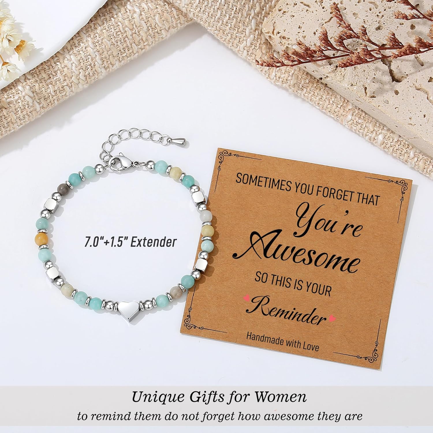 TONY & SANDY Tiny Beaded Bracelets for Women, Sometimes You Forget You're Awesome Gift, Unique Gifts for Women, Mom, Daughter, Wife, Coworker, Best Friend, Bestie, Granddaughter - Image 4