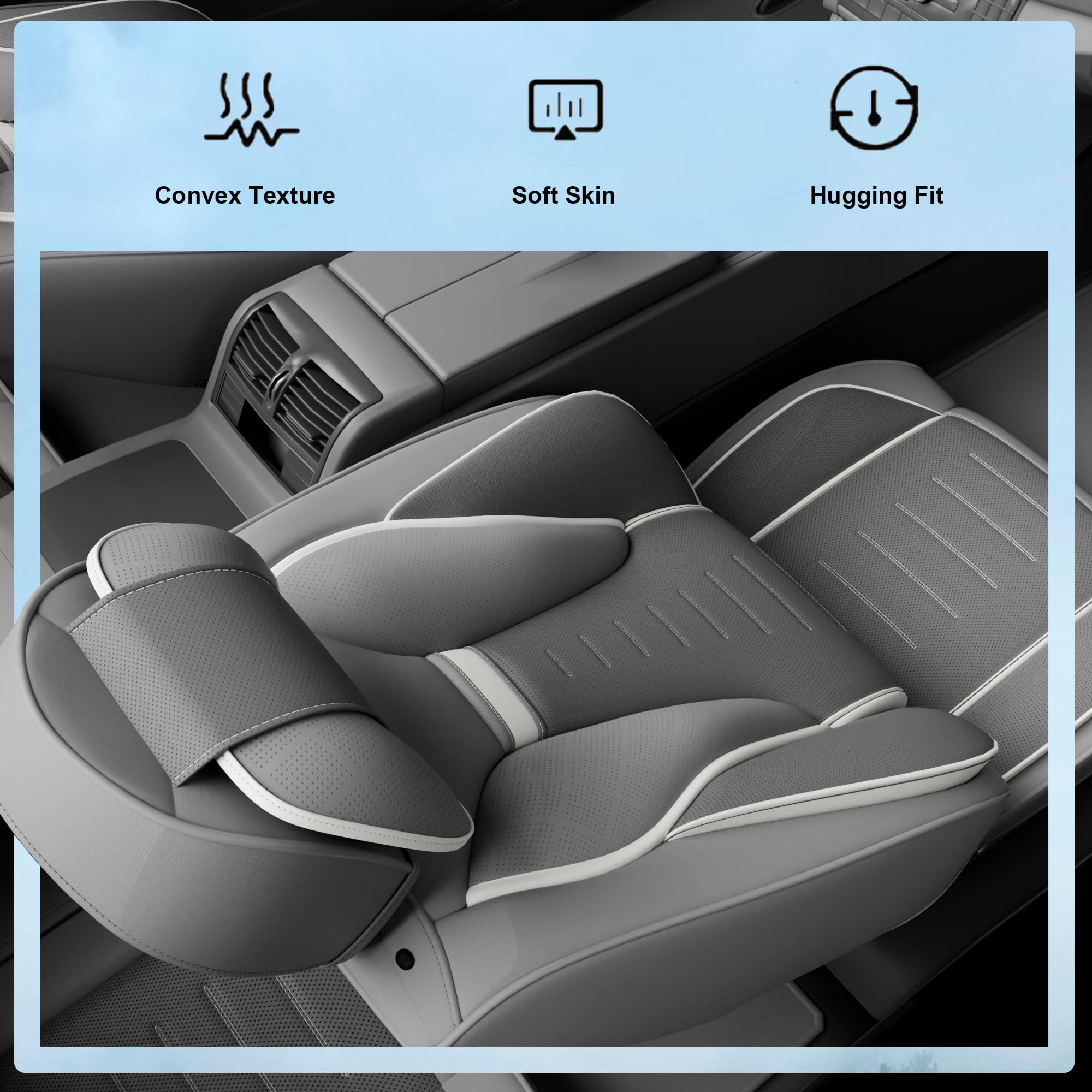 5PCS Angel Wings Front and Back Car Seat Covers Auto Interior Accessories with Water Proof Nappa Leather for — view 7