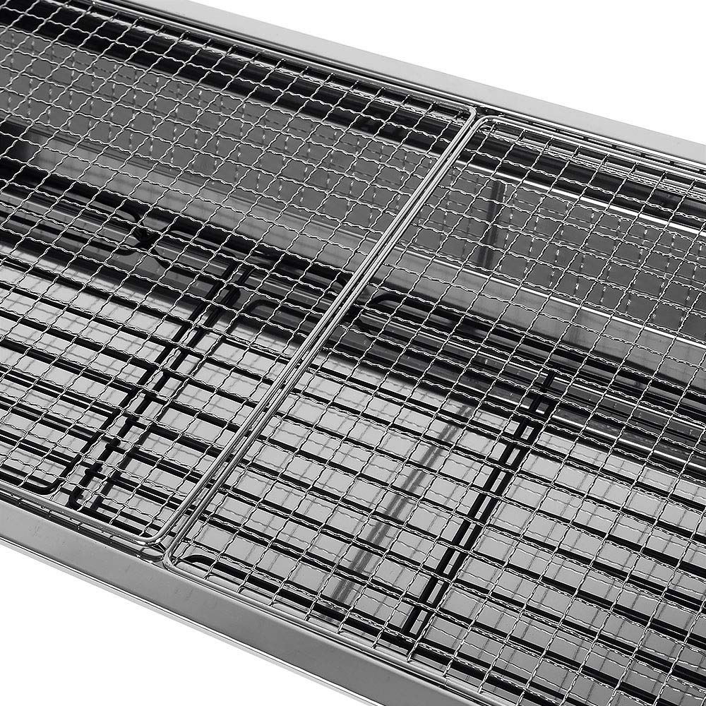 Przenośny składany grill ze stali nierdzewnej grill stołowy z podwójnymi skrzydłami do grilla ogrodowego (73 x 33 x 71 cm)