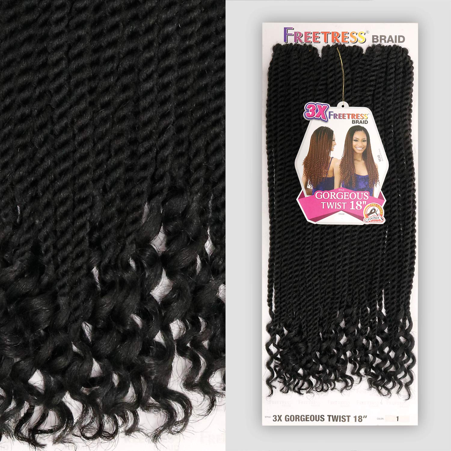 FreeTress Crochet Braids 3X Gorgeous Twist 18" (3-pack, OT27)