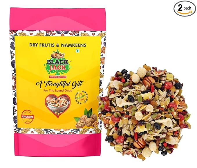 BlackJack 1 Kg Daily Dose Mixed Nuts, Seeds And Berries - Organic Trail Mix | Dry Fruit Nutmix With Seeds, Berries For Eating | 20+ Varieties