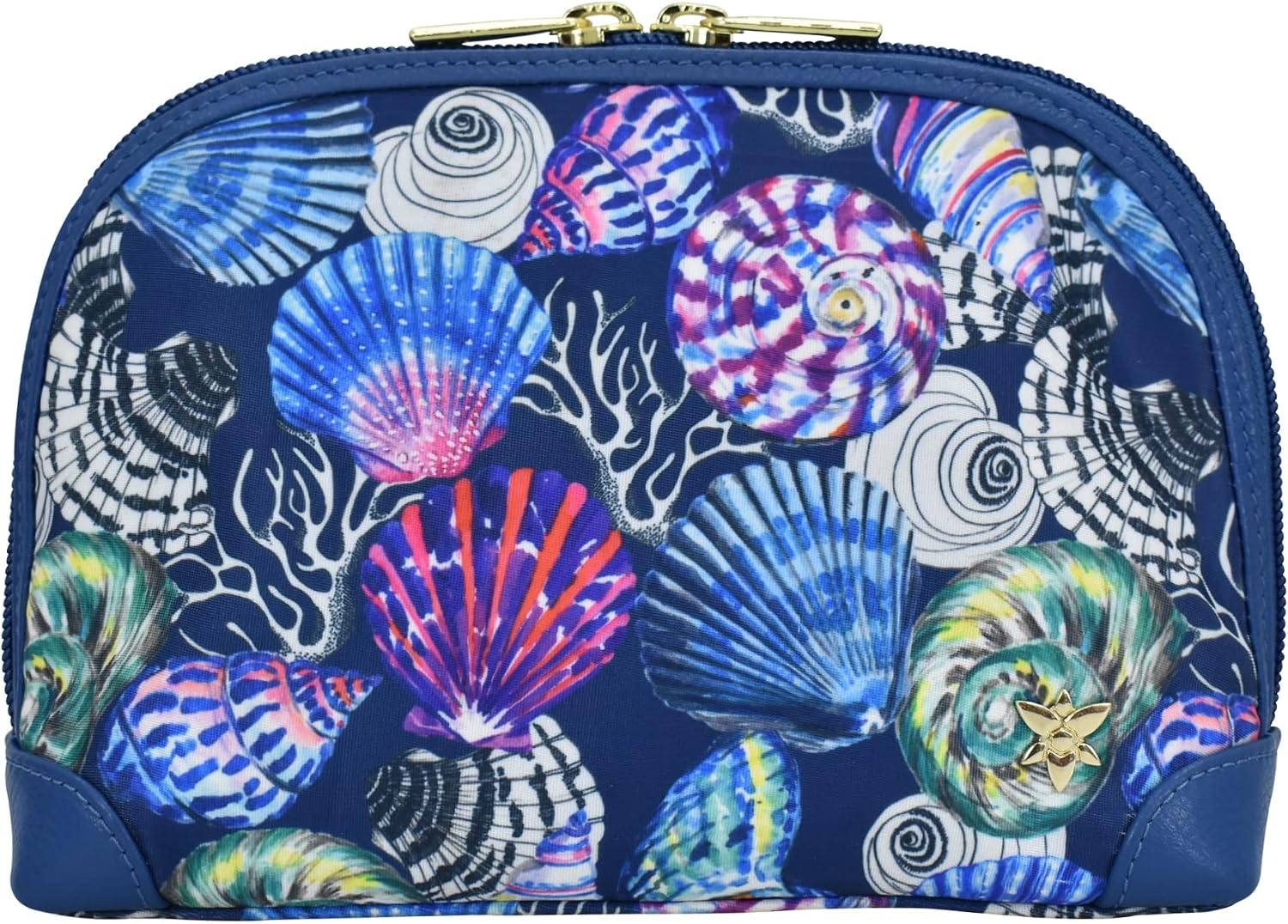Anuschka Dome Cosmetic Bag - Wanderlust Collection - Nylon Fabric with Genuine Leather Trim and Artwork Print