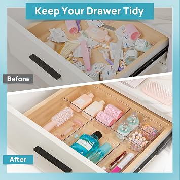Vtopmart 9 Pcs Drawer Organizer Set, 4 Size Bathroom Drawer Organizers and Storage, for Makeup, Office, Kitchen, Gadgets