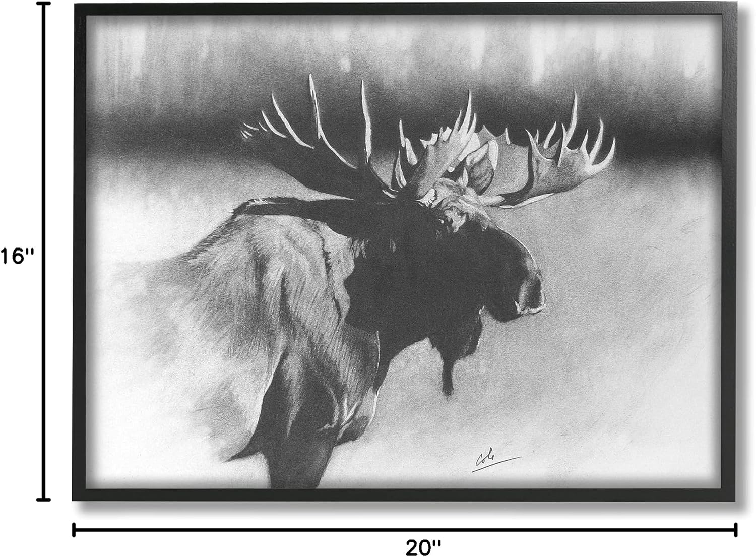 Stupell Industries Moose in Rustic Forest Realistic Pencil Drawing