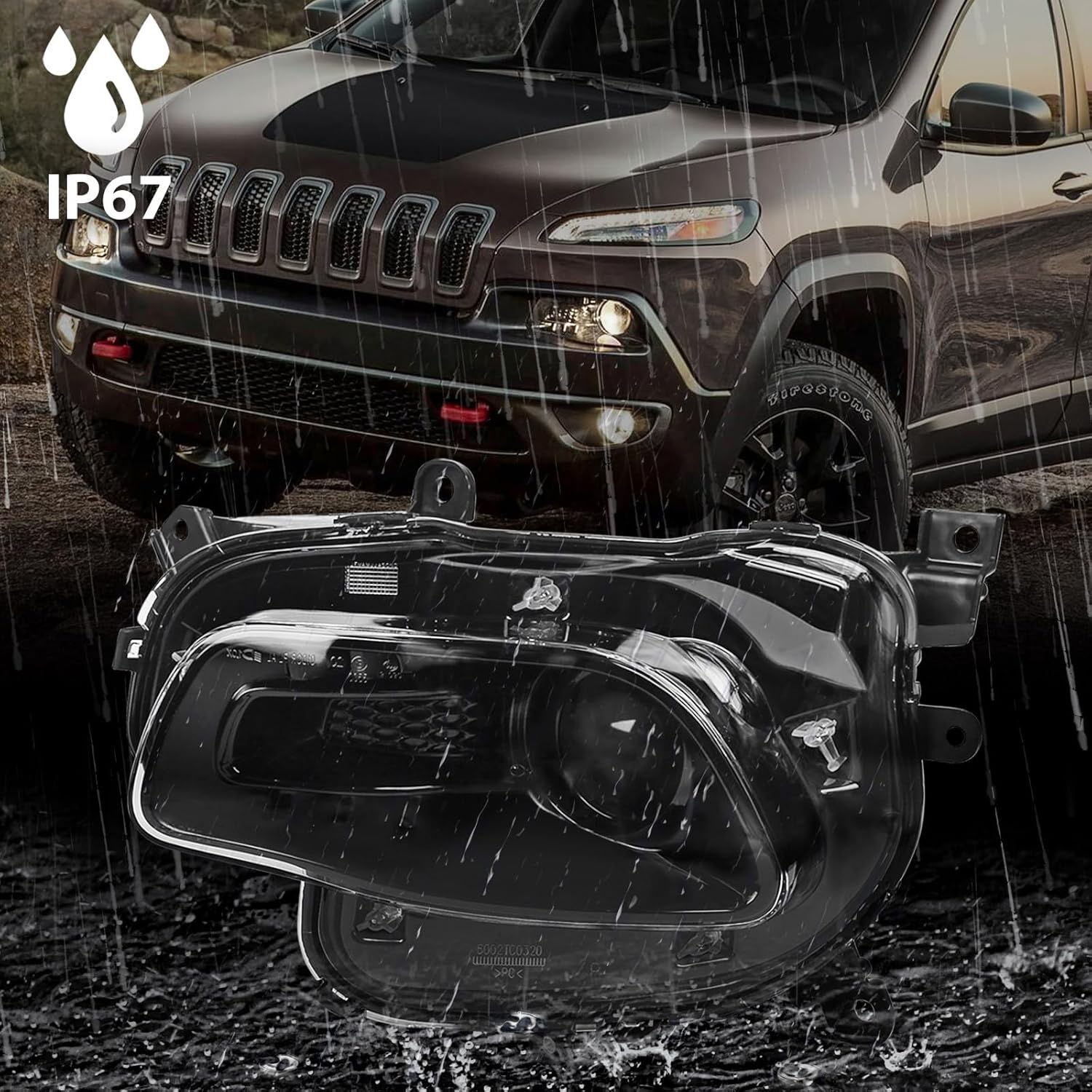 Huray HID Headlight Assembly for Jeep Cherokee 2014-2018 [Only for Xenon Type] OE Head Lamp Replacement Driver Side