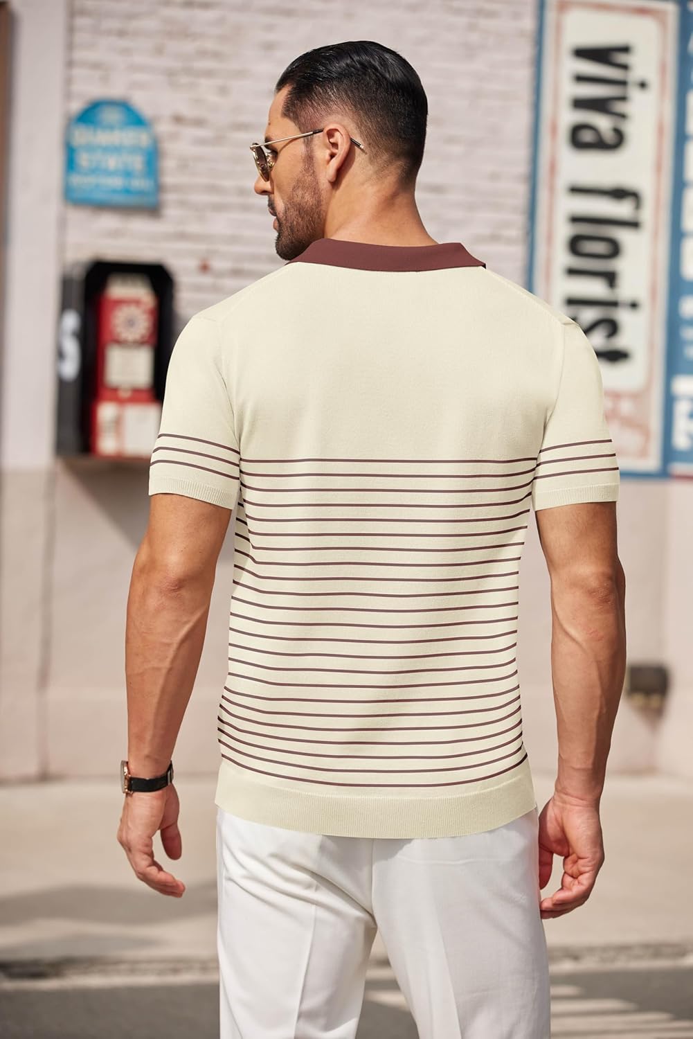 COOFANDY Men's Short Sleeve Polo Shirts Vintage Knitted Shirt Casual Button Down Golf Shirts - Image 2