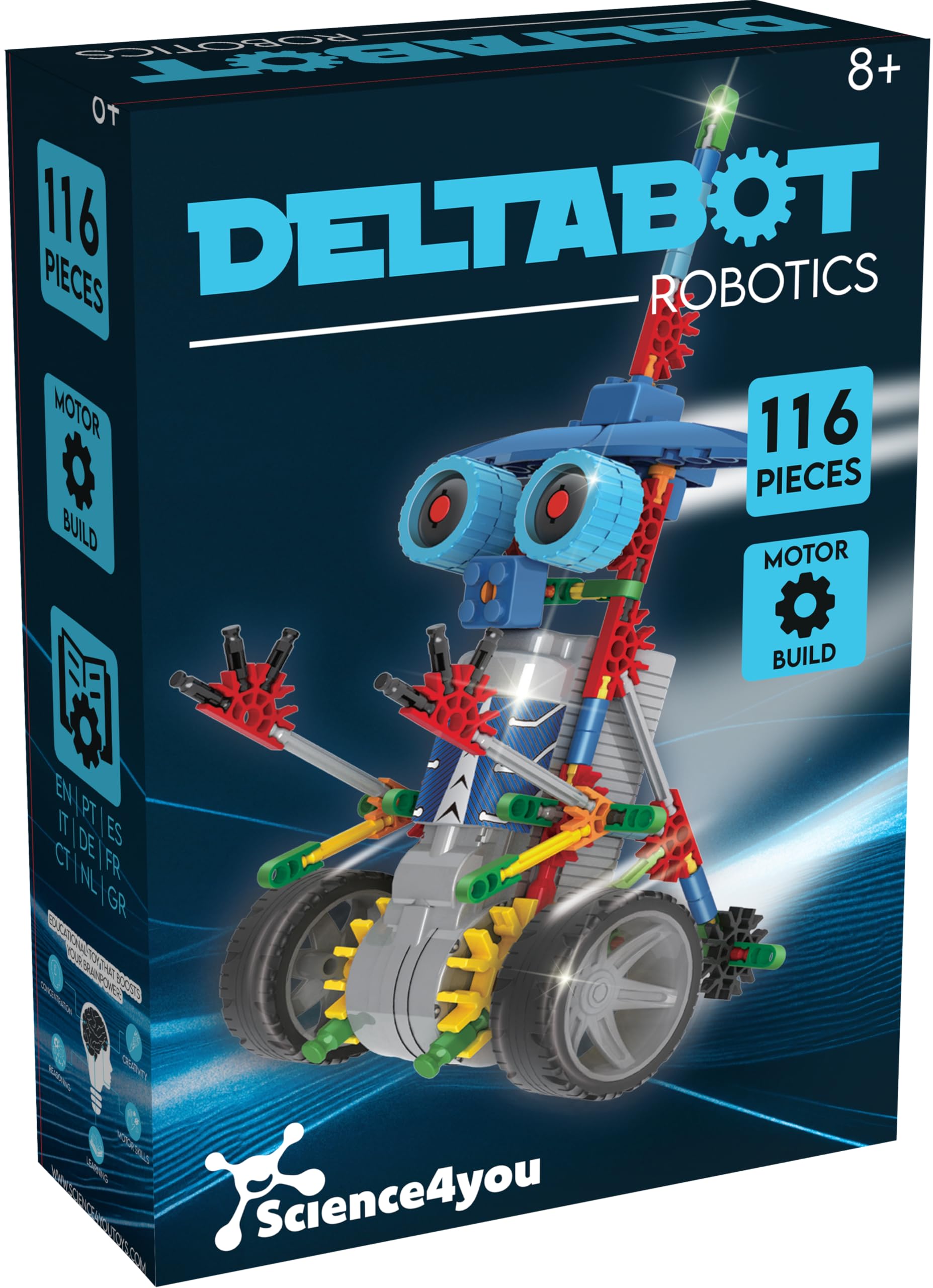 Science4you Robotyka Deltabot – robot do samodzielnego budowania z 117 elementami – robot do samodzielnego budowania z tym zestawem elektroniki, gra edukacyjna UNT, zabawka konstrukcyjna dla dzieci od