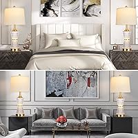 Vista 7 de Lámparas de mesa modernas de 26 pulgadas, juego de 2 lámparas de mesa doradas luz nocturna con 2 puertos de carga USB y salida de CA, lámpara de Oro