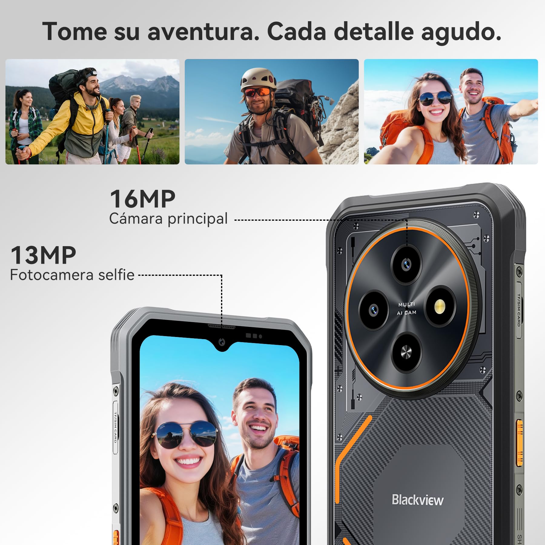 Blackview Movil Resistente Android 16 Ultrafino 245g/10.7mm, 24GB+128GB/TF 2TB, 6.56" 90Hz, 16MP+13MP AI Cámara Móvil Rugerizado, 4G Móvil Irrompible IP69K, NFC/Fingerprint/Modo Guante/3 Años Garantía