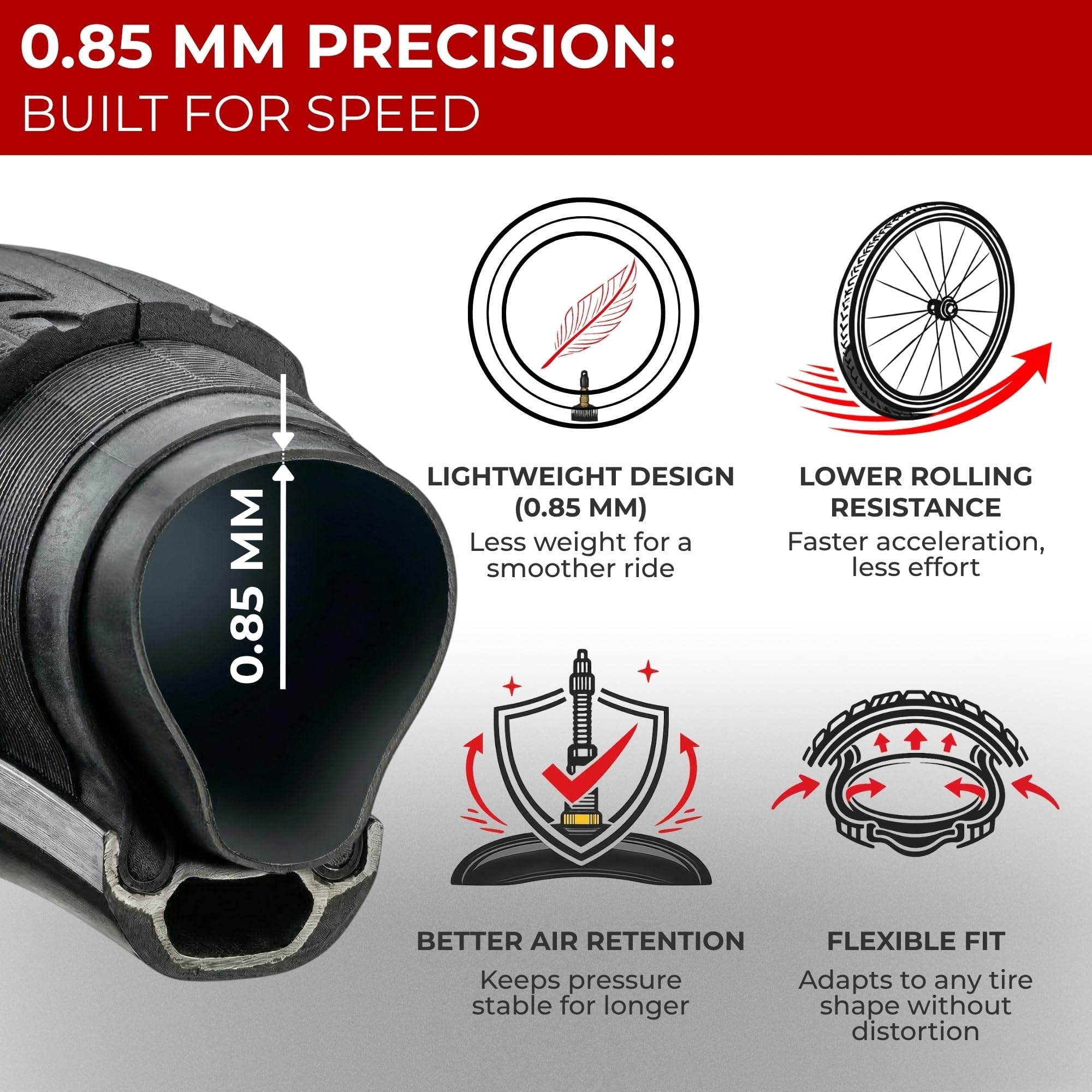 Fincci Bici Camera d'Aria 29x2.10x2.2x2.3x2.35x2.4x2.5x2.6 Pollici - Coppia Cameras d Aria MTB 29 con Valvola Presta 48mm - Camere per Gravel & Elettrica Pieghevole & Mountain & Da Corsa Bicicletta