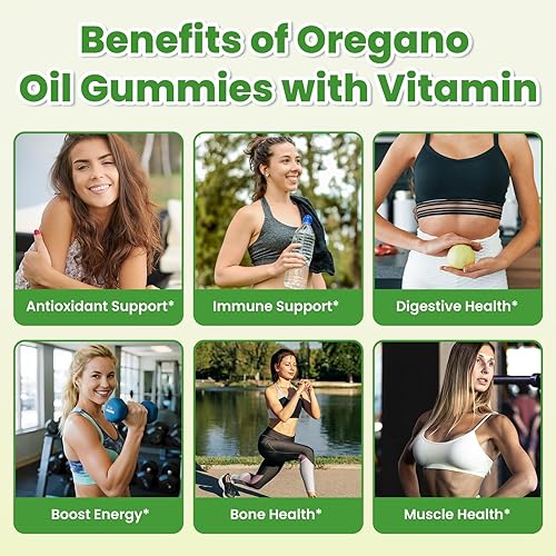 Miniatura 3 de Gomitas de aceite de orégano con aceite de semilla negra + vitamina D3, aceite de orégano orgánico de alto carvacrol, apoyo inmunológico y