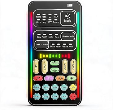 Portable Voice Disguiser, Handheld Sound Effects Machine with 8 Sound Effects, 8 Voice Changes, 3.5mm Port Voice Changer Device for Online Games Live Streaming