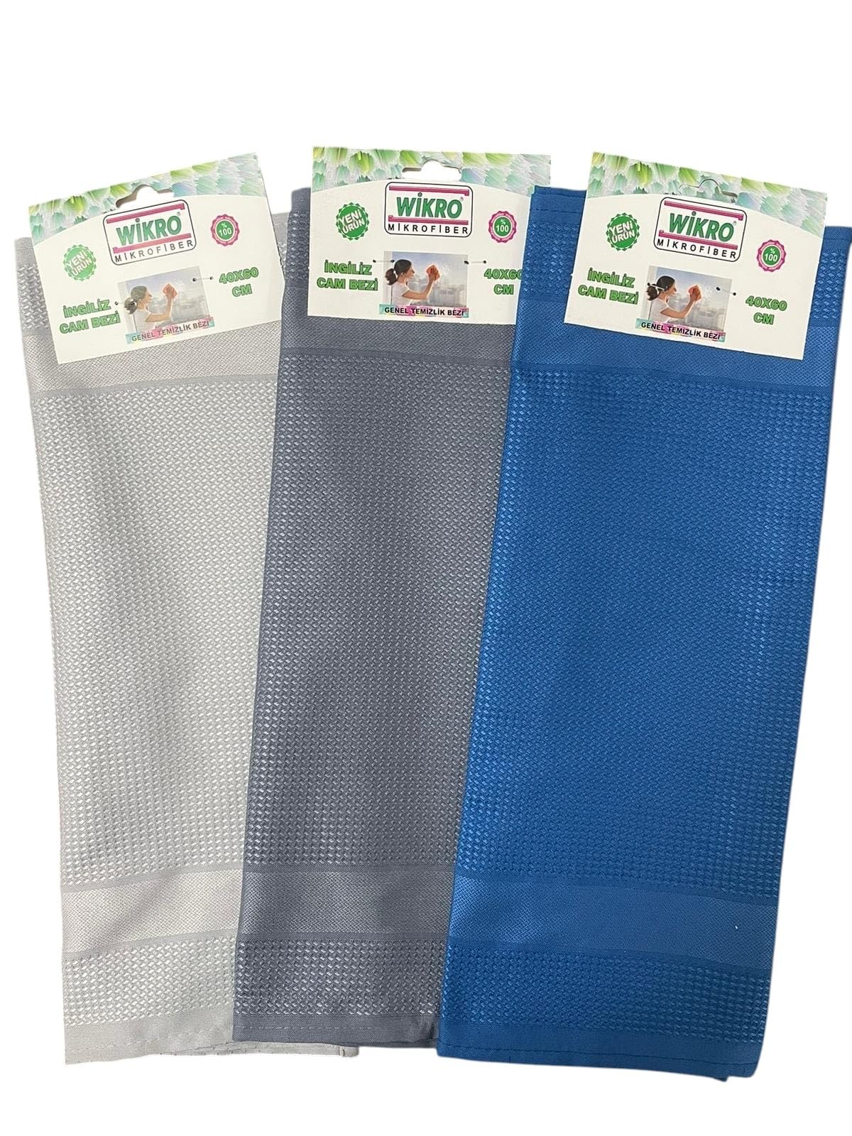 Wikro Multicoloured Microfibre Cloths 60 X 40 Cm - Streak-Free Cleaning Of Windows, Mirrors, Kitchen Surfaces - Versatile - No Cleaning Agents