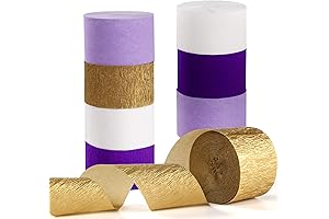 Panduola Crepe Paper Streamers - Purple and Gold Birthday Decorations