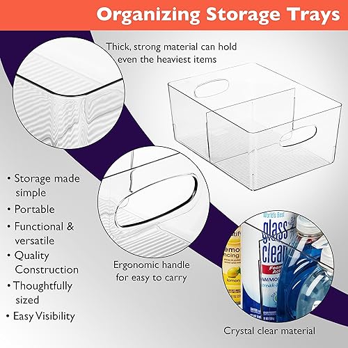 Miniatura 2 de ClearSpace Contenedores de almacenamiento de plástico con divisor, paquete de 2 Organización perfecta de cocina o almacenamiento de despensa