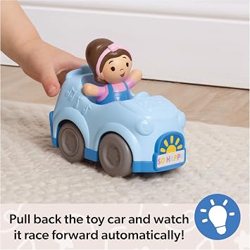 Ms. Rachel 1-2-3 Roll! Vehicle with Click-in Figure & Pull Back Action, Educational Toys & Toddler Toys for Girls & Boys Ages 1-3Y+