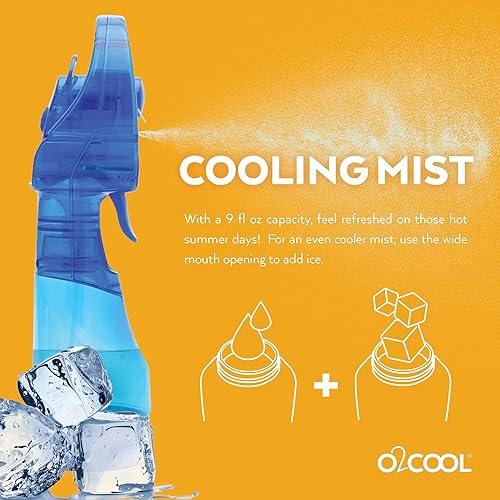 Miniatura 3 de O2COOL - Ventilador de mano de lujo, funciona con pilas, ventilador pulverizador de agua (azul oscuro)