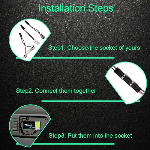 Miniatura 6 de Everbright - Paquete de 4 lámparas LED COB súper blancas de 18-SMD con panel LED de cúpula para el interior del automóvil, luz de la placa de