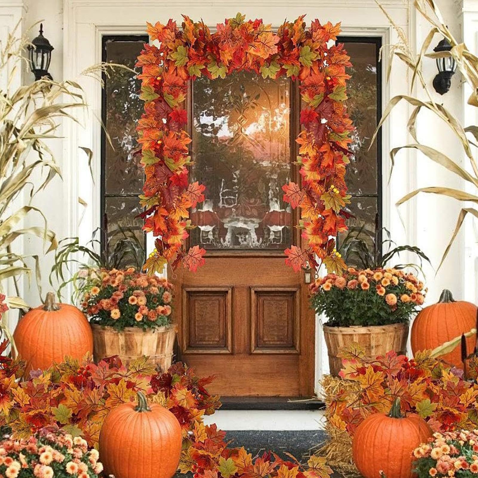 Guirlande De Feuilles D'érable Artificielles En Soie Décorative Pour Jardin