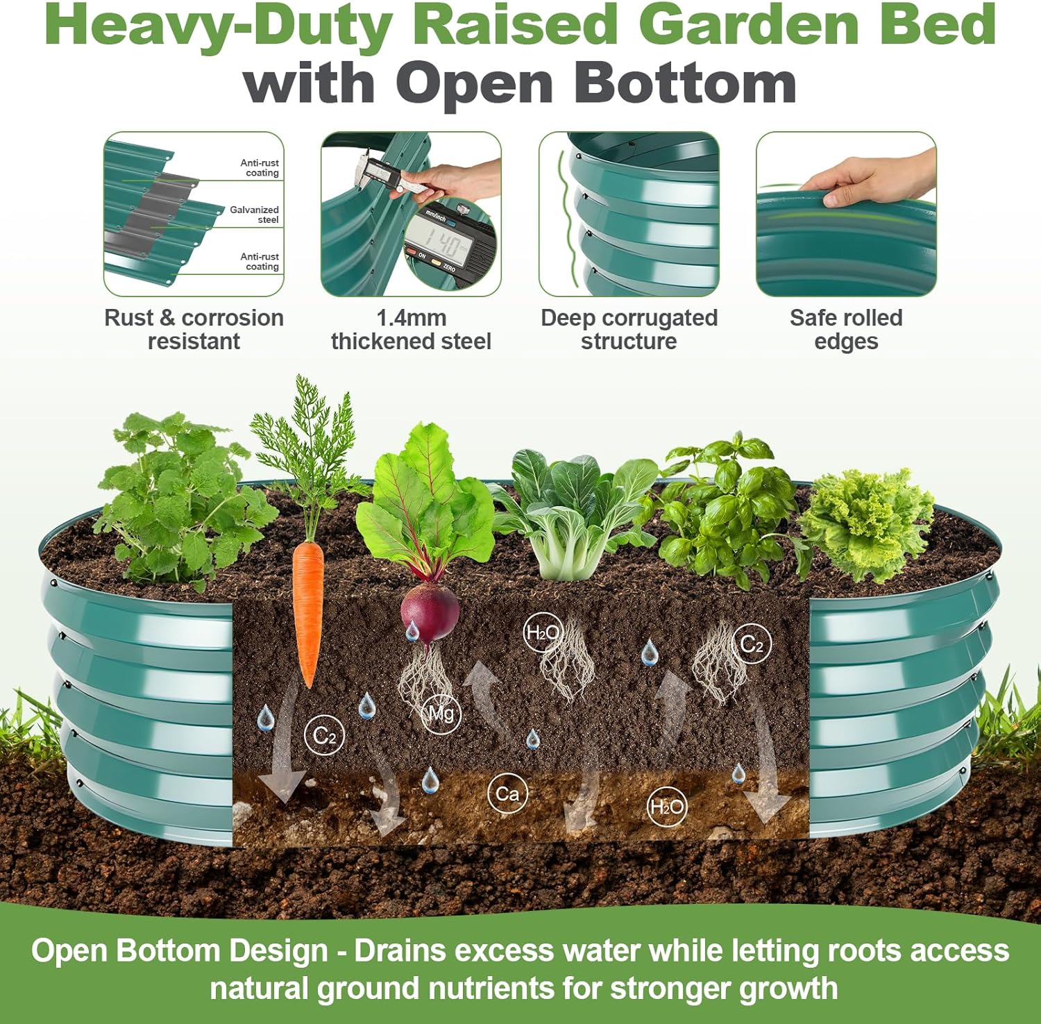 Raised Garden Bed with Arched Trellis, Galvanized Raised Garden Bed with Netting Plant Ties Gloves Trowel, Metal Planter Box Outdoor Drainage Design for Gardening Climbing Plant Vegetable Flower Fruit