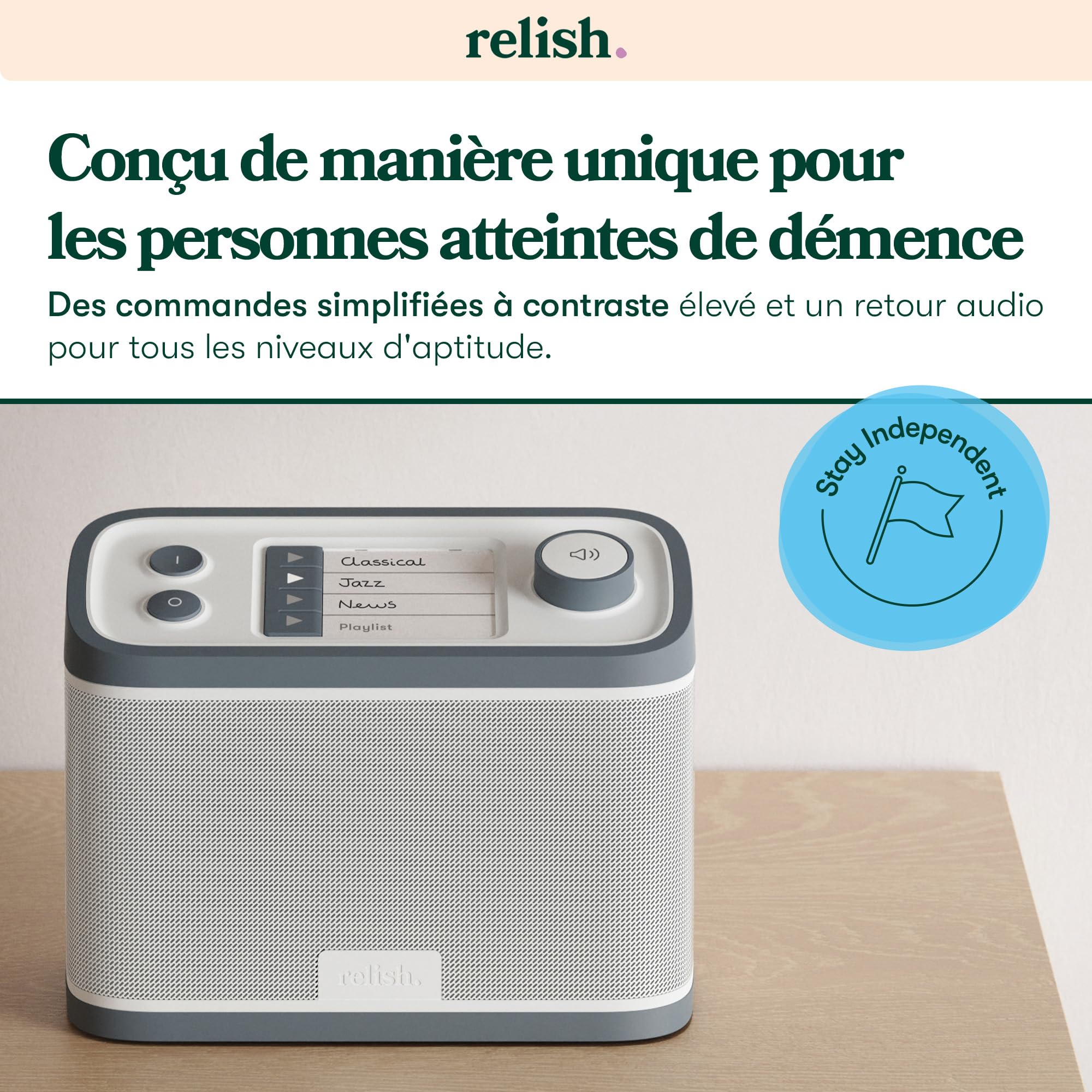 Radio Dab/FM et Lecteur de Musique Portable Simple pour Les Personnes âgées, Les Personnes souffrant de démence et d'Alzheimer ou malvoyantes - Grands Boutons, Design Simple, Facile à Utiliser