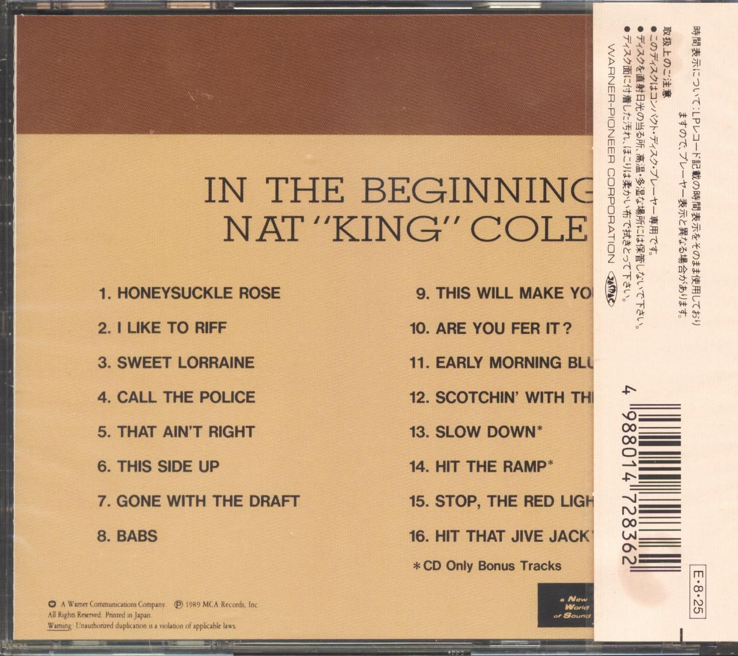 NAT KING COLE NAT ''KING'' COLE NAT ''KING''COLE TRI - In The Beginning - CD