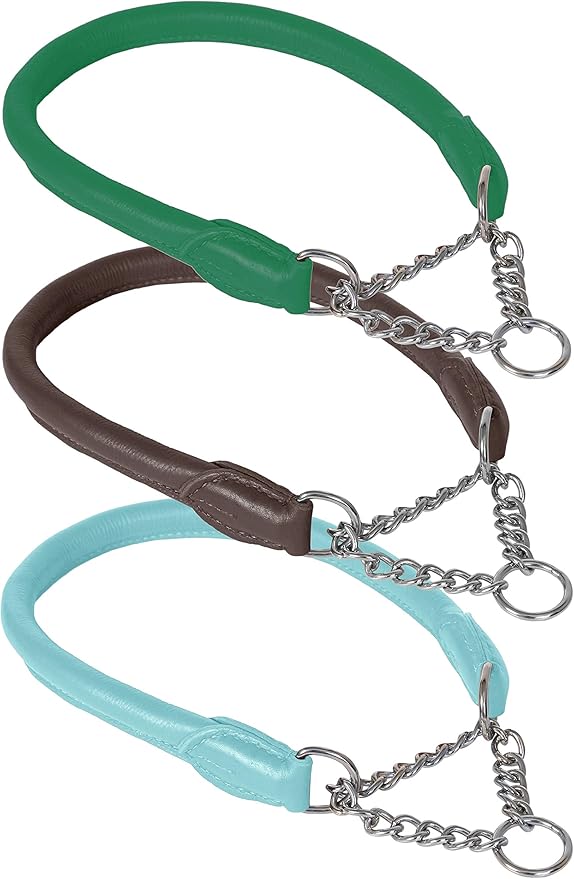 Ace Rolled super SOFT half check leather dog collar (fits up to 16