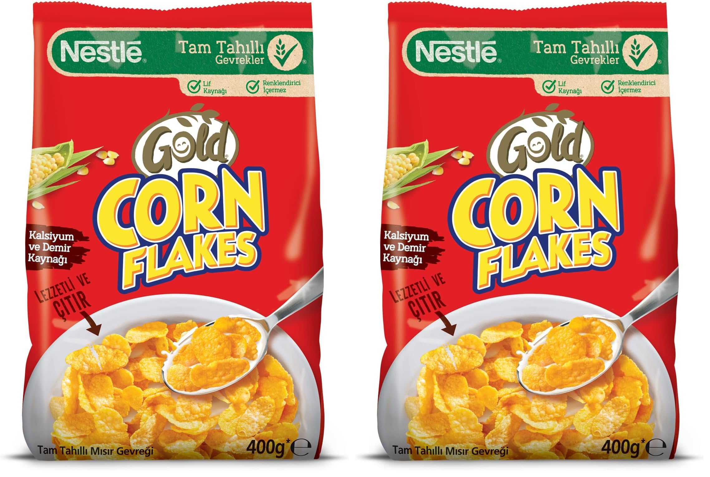 Nestlé Gold Corn Flakes Tam Tahıllı Mısır Gevreği 400g 2li paket