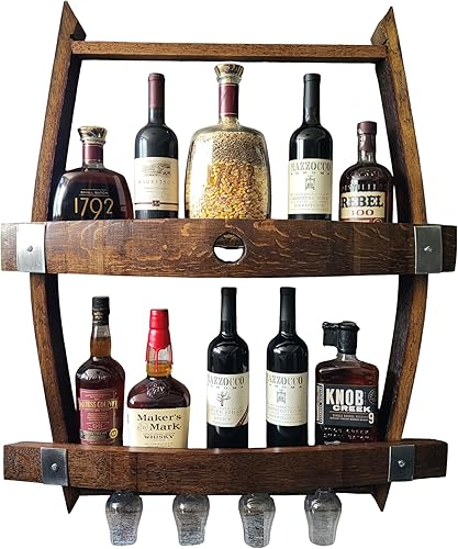 Miniatura 6 de Barrels & Barn Wood - Estantería para botellas de whisky y vino, gabinete para licores