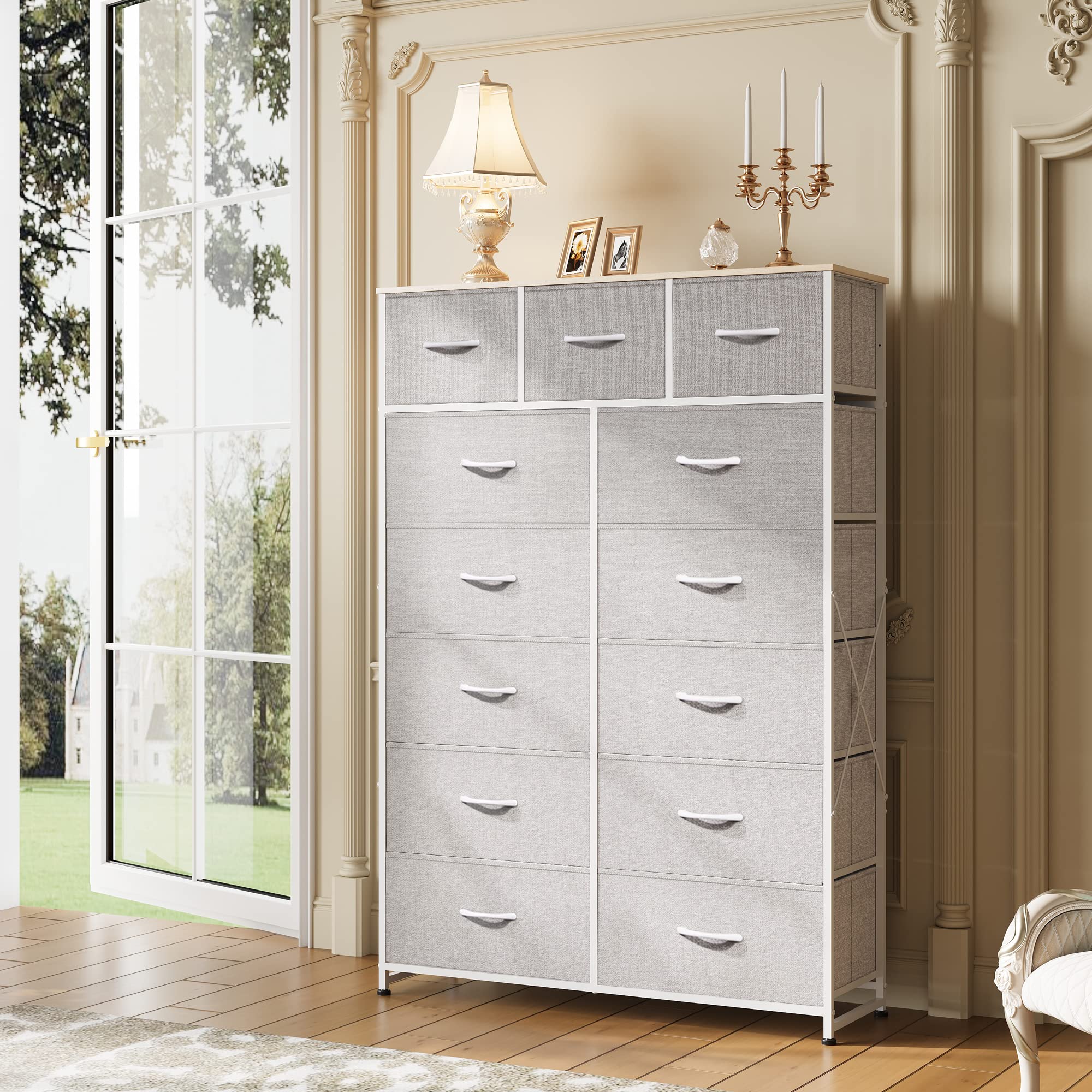 WLIVE Tall Dresser for Bedroom with 13 Drawers, Storage Dresser ...