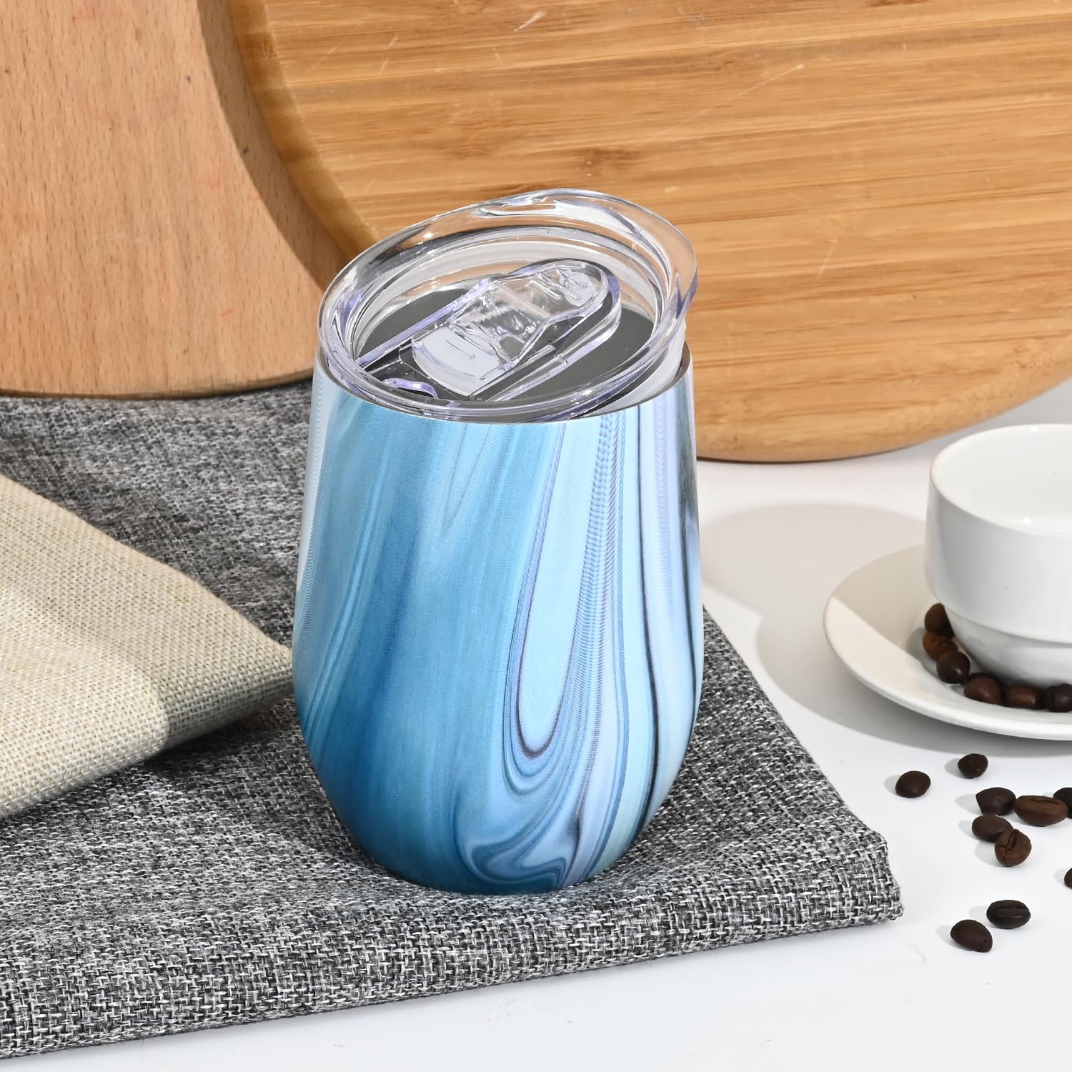 Joymaking Reusable Coffee Cup, Double Walled -Insulated Travel Mug Vacuum Stainless Steel Wine Tumbler with Spill Proof Lid - Image 2