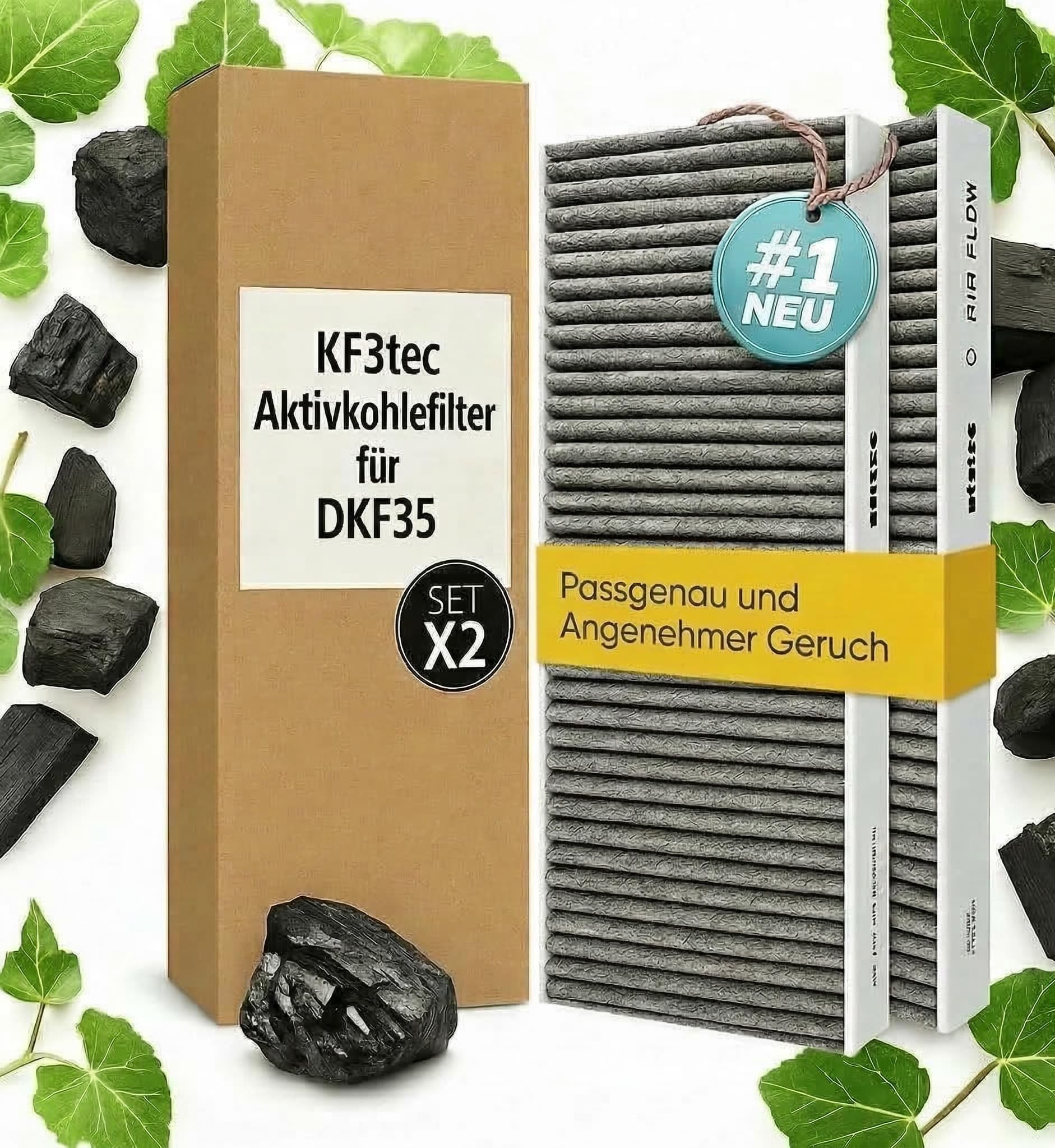 Kf3tec Dkf 35-P Compatible With Miele Cooker Hood Activated Carbon Filters - Pack Of 2 Certified Quality