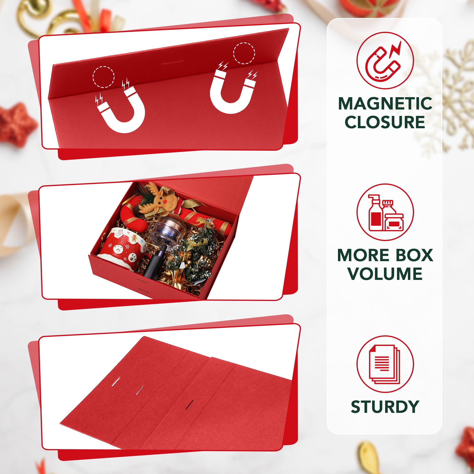Amazon.com: SWANGSA Red Christmas Gift Boxes with Lid for presents