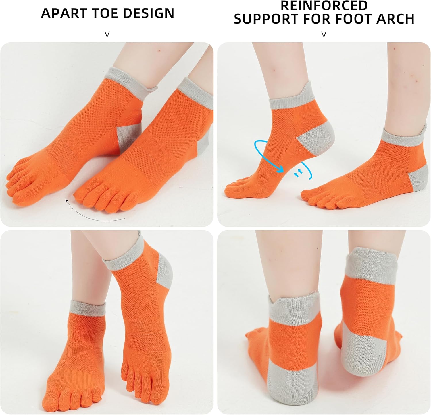 SPST 3 Pairs Toe Socks, Coolmax Five Finger Ankle Socks, Athletic Running Socks for Men and Women - Image 5