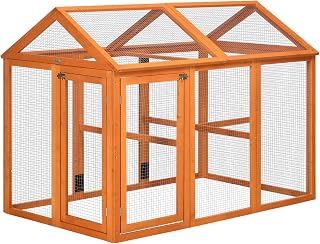 Spacious Wooden Chicken Coop for Outdoor Living, for Comfort and Safety, Roomy Design for 1-3 Chickens, Cozy Orange Color