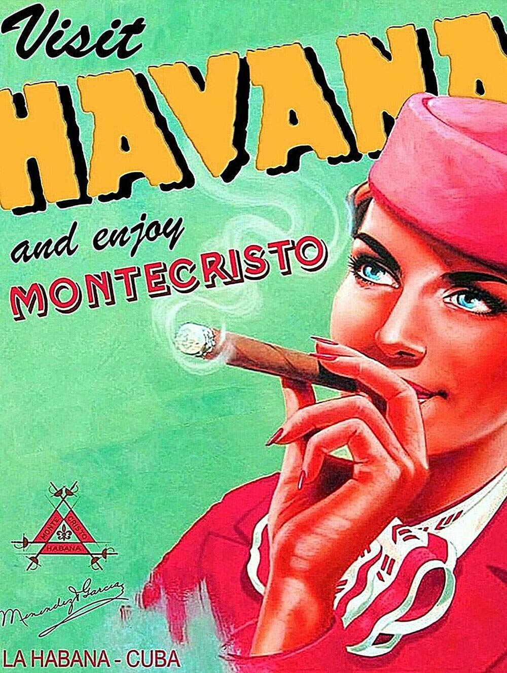 RIFOSA 12"x8" Havana Montecristo Travel Poster Metal Sign Cigar Decor Wall Decor — image 1