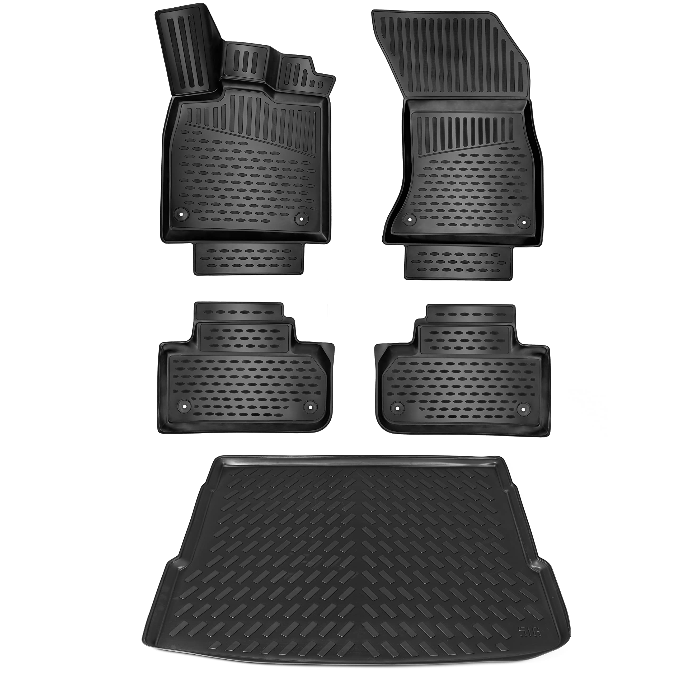 ELMASLINE 3D Tappetini Gomma e Vasca Baule per Audi Q5 2016-2025 | No Apto para la Tercera generación ni para el SQ5 | Tappetini Auto | Vasca per il bagagliaio | Accessori Auto
