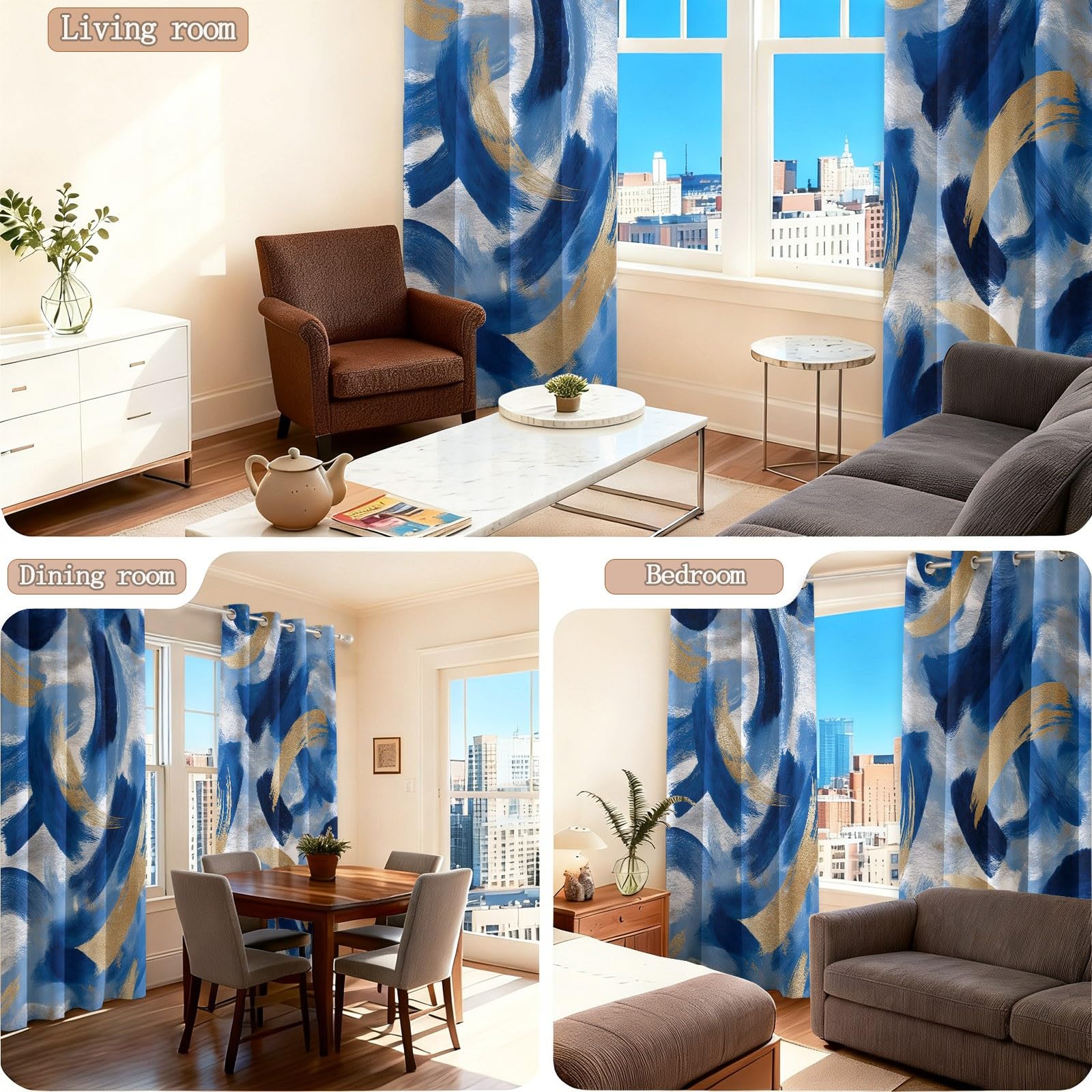 Blickdichte Vorhänge Verdunklungsvorhänge mit Ösen, Leichter Luxus Kunst Farbblockierung Streifen Thermovorhang, Hitzeschutz Vorhänge 2er Set B110 x H215 cm für Wohnzimmer & Schlafzimmer, Bunt